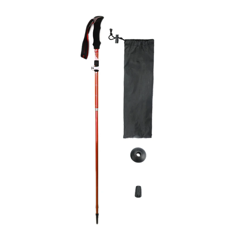 95-125cm Adjustable Anti Shock Walking Sticks Telescopic Trekking Hiking Poles Ultra Walking Cane 5-Sections For Outdoor Sport - Цвет: red 95-110cm