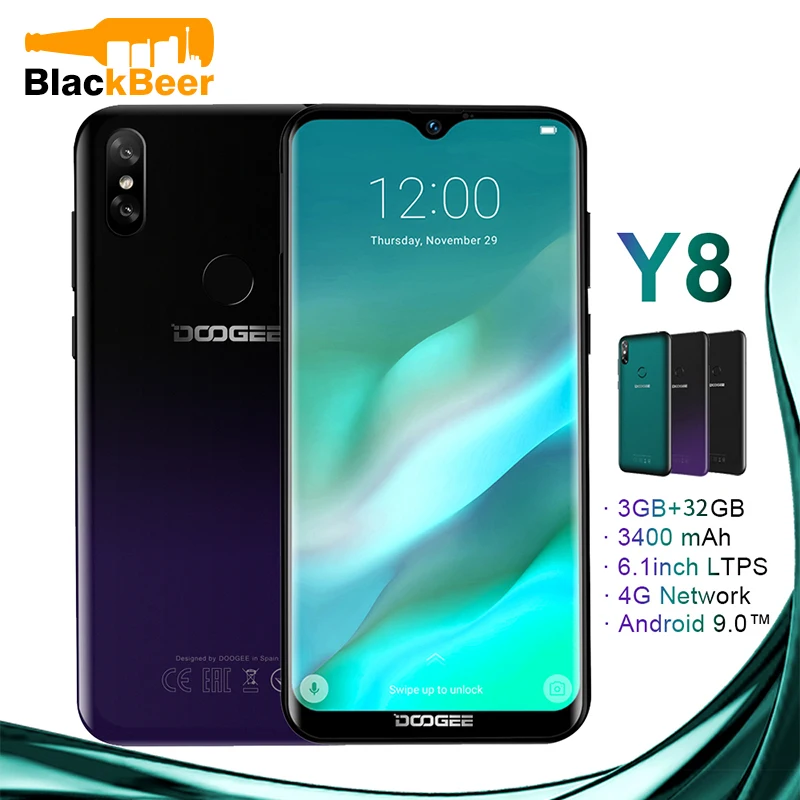 DOOGEE Y8 Y 8 Android 9 0 мобильный телефон FDD LTE 6 1 дюймов смартфон MTK6739 четырехъядерный 3 ГБ