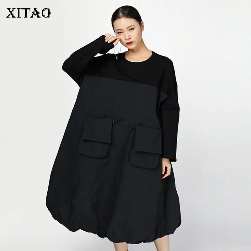 XITAO Ассиметричное платье на шнуровке женская одежда 2019 элегантное осеннее с