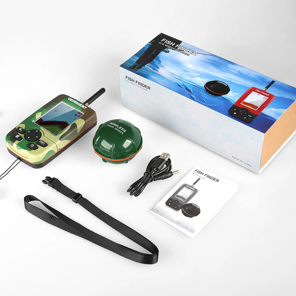 100M Camo Wireless Fishfinders with Sonar Sensor,Smart Fish Finder Depth Sounder Carp Fishing Rechargeable Handheld Fishfinder
