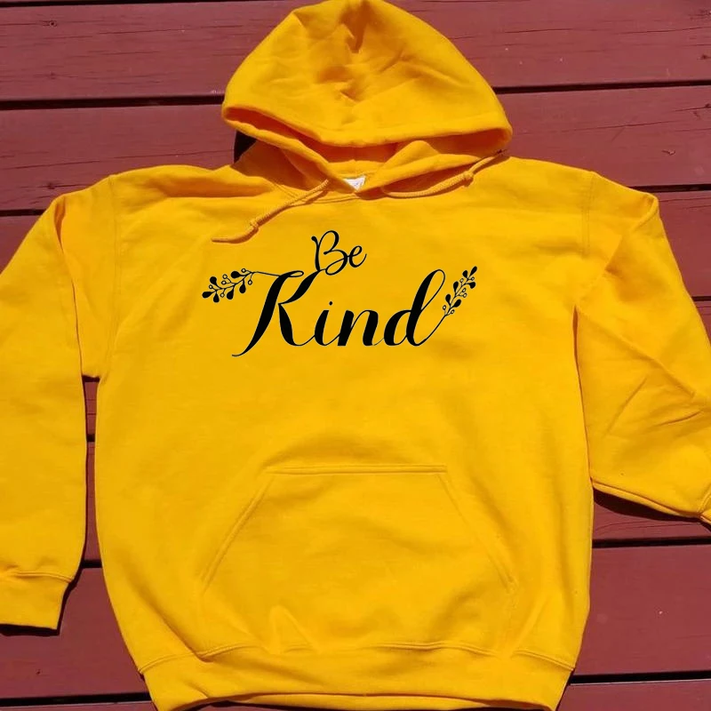 Be kind, женские толстовки, пуловер Tumblr, длинный рукав, джемпер с капюшоном, топы, спасение пчел, желтый свитер, осенняя одежда, Прямая поставка