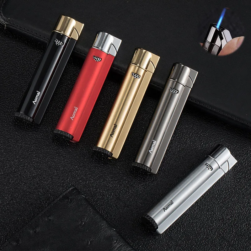 Jet Torch Lighter With Gas Window Blue Flame Click Refillable Butane