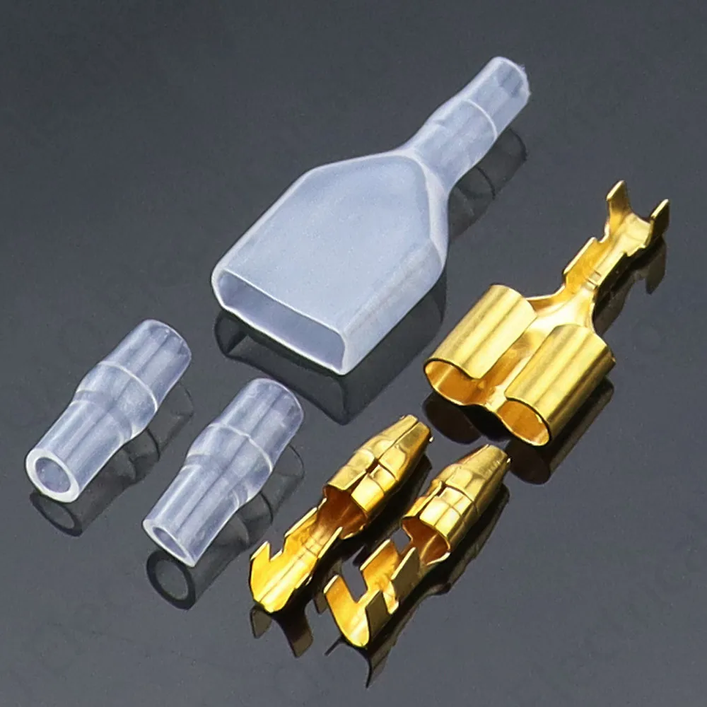 10/20/50sets 4.0 bullet terminal car electrical wire connector diameter 4mm Male + Female 1 : 2 Transparent sheath
