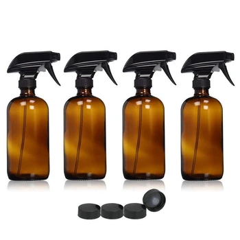 

4 Pieces 500ml Empty Glass Spray Bottles Trigger Water Sprayers Atomiser Oil Bottle Dispenser Container brown