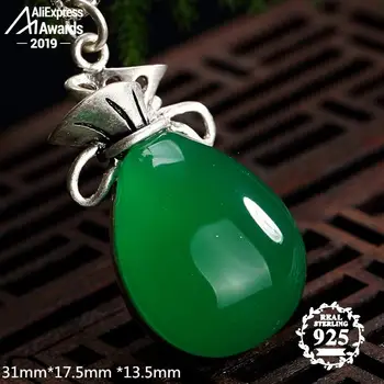 

NOT FAKE S925 Fine Antique shop store Pendants Emerald Pendant Luxury Taste Women Handmade Vintage Natural Chalcedony moldavite peridot