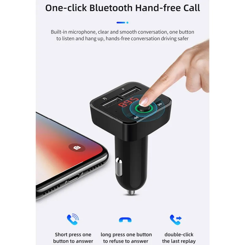 Смарт Bluetooth Автомобильный MP3-плеер 5,0 аудио ресивер FM-передатчик и системой «Хендс-фри» для голосовое напоминание автомобильный адаптер автомобильные аксессуары