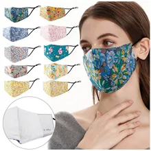 Mascarilla facial Floral para mujer, máscara de tejido Wahsable, 3d, con filtro de bolsillo, decoración para fiesta