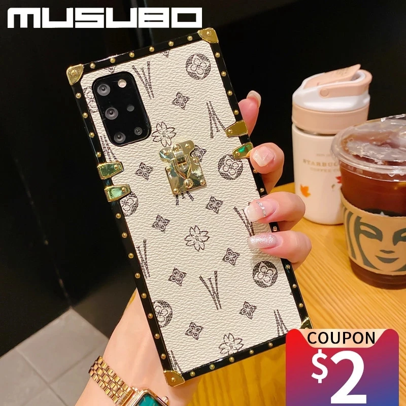 Fashion Square Leather Phone Case For Samsung Galaxy S21 S20 FE Ultra Plus  A21 A71 A51 A10E A21S M11 A11 Luxury Geometric cover - AliExpress