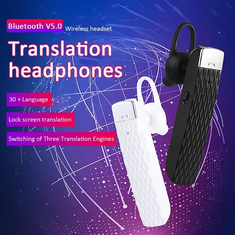 1pcs Wireless Bluetooth Translation Headphones Smart Real Time Translator Device Call Function 33 Language Battery Display