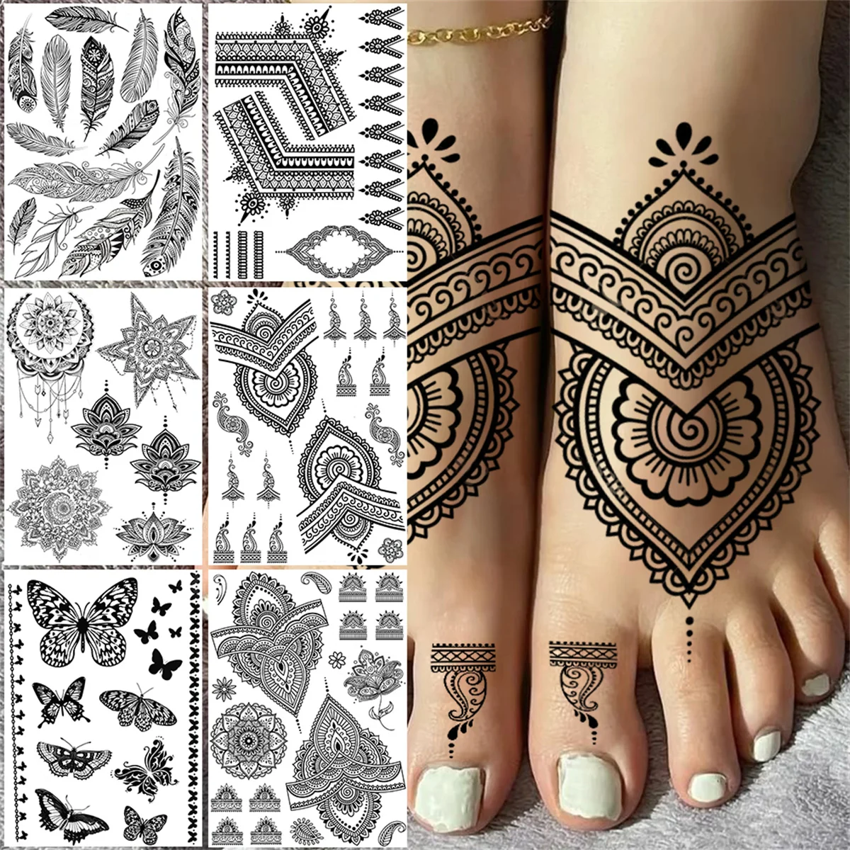 Henna Pies Simple: Real-World Review of Temporary Tattoos for Natural Body  Art, image size:1200x1200