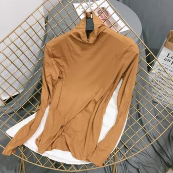

New fashion slim cotton long-sleeved T-shirt women red