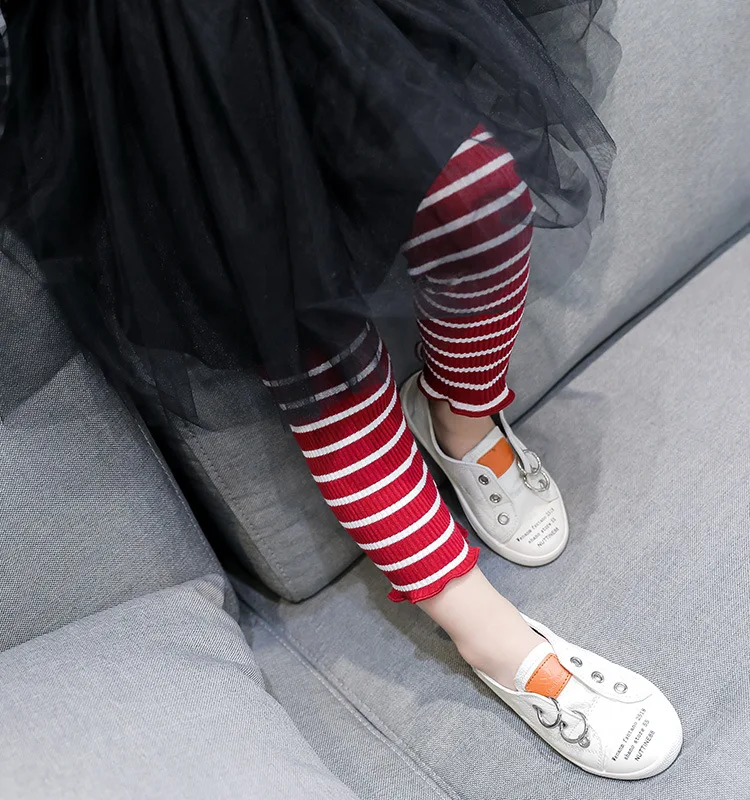 Г. Осенние леггинсы для девочек; универсальные Стрейчевые штаны в полоску; брюки