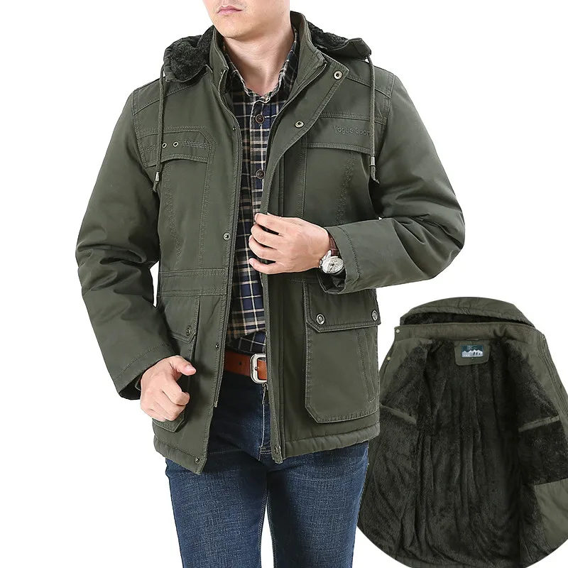 Plus Size 8XL Military WinterJacket Men Outwear Wool Liner Warm Hooded Parka Cotton Multi-pocket Coat Male casaco masculino | Мужская
