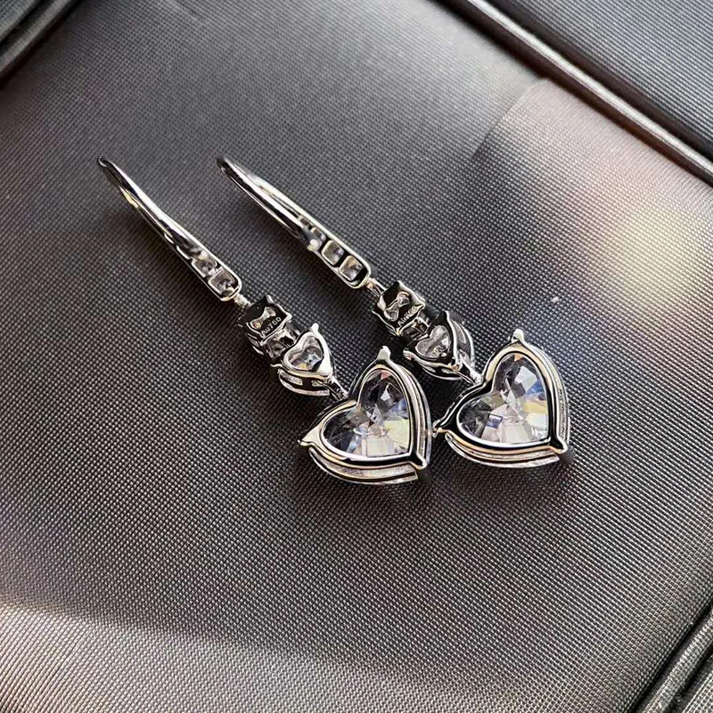 OEVAS 100% 925 Sterling Silver 2 Carat Heart High Carbon Diamond Drop Earrings For Women Sparkling Wedding Party Fine Jewelry