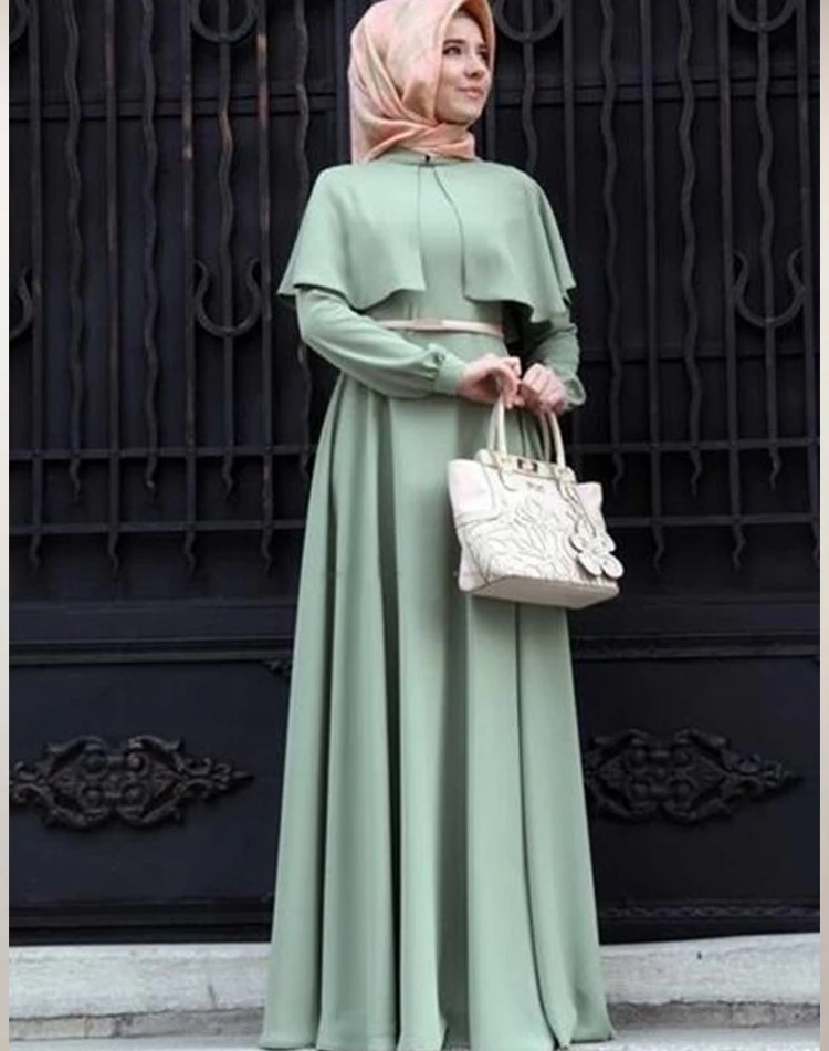 Платье размера плюс с поясом мусульманское абайя ТРАПЕЦИЕВИДНОЕ Макси платье женское гофрированное большое свободное платье кимоно кафтан поклонение Исламская одежда