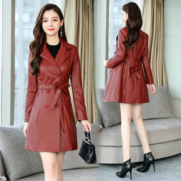 

Autumn Winter PU Leather Blazers Plus Size Korean Fashion Women Notched Collar Leather Jackets Coats Pockets