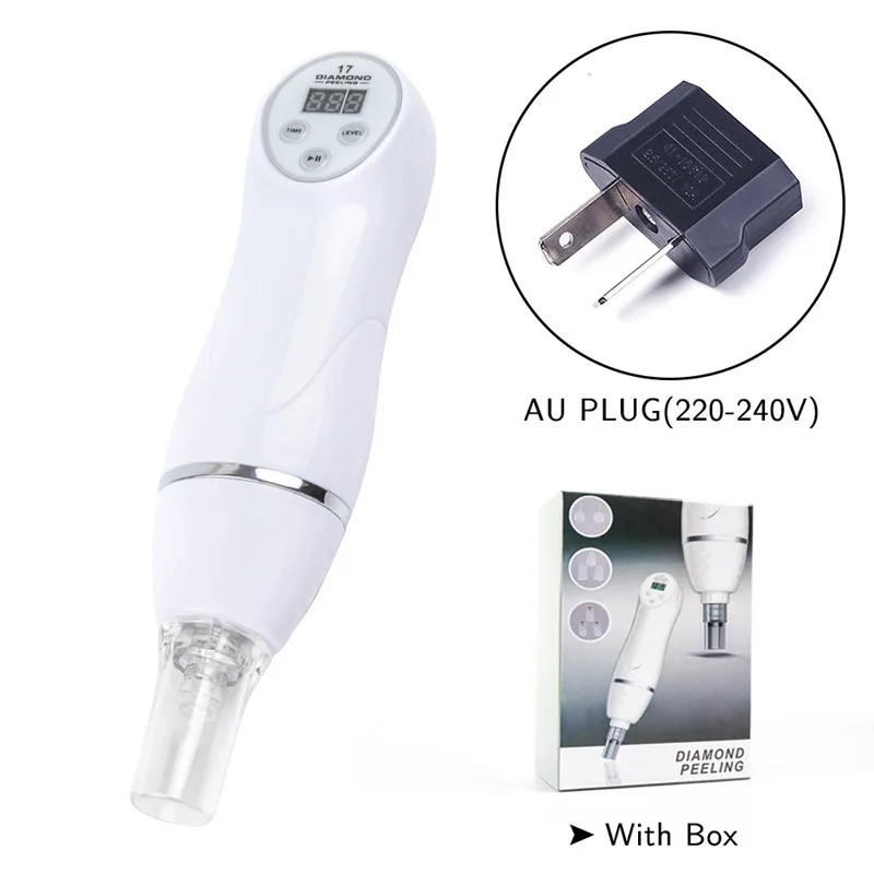 AU Plug with box Дешевые 6 наконечников портативный микродермабразия алмазный пилинг устройство удаления черных точек кожи кожура Алмазная дермабразия массаж лица - Цвет: AU Plug with box