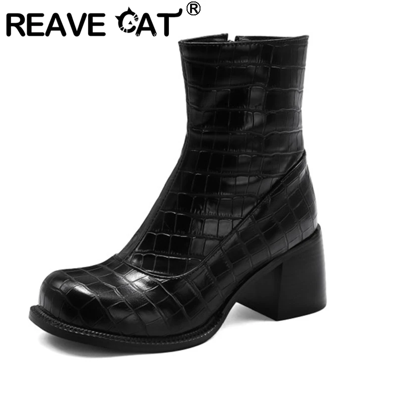Женские ботильоны с круглым носком REAVE CAT классические простые универсальные на