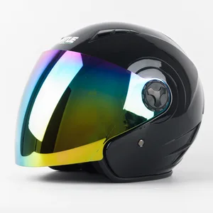 Image 5 - 여름 오토바이 헬멧 남자와 여자 하프 헬멧 방풍 선 스크린 바이저 안전 승마 장비 스쿠터 기관차 헬멧