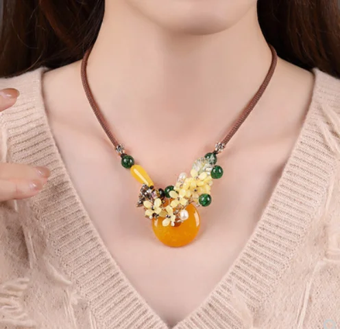 

Necklace female clavicle chain agate retro style neck pendant pendant ornaments