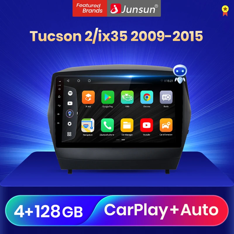 Автомагнитола Junsun V3 Pro мультимедийный видеоплеер с DVD Qualcomm Android 10 для Hyundai Tucson 2 ix35