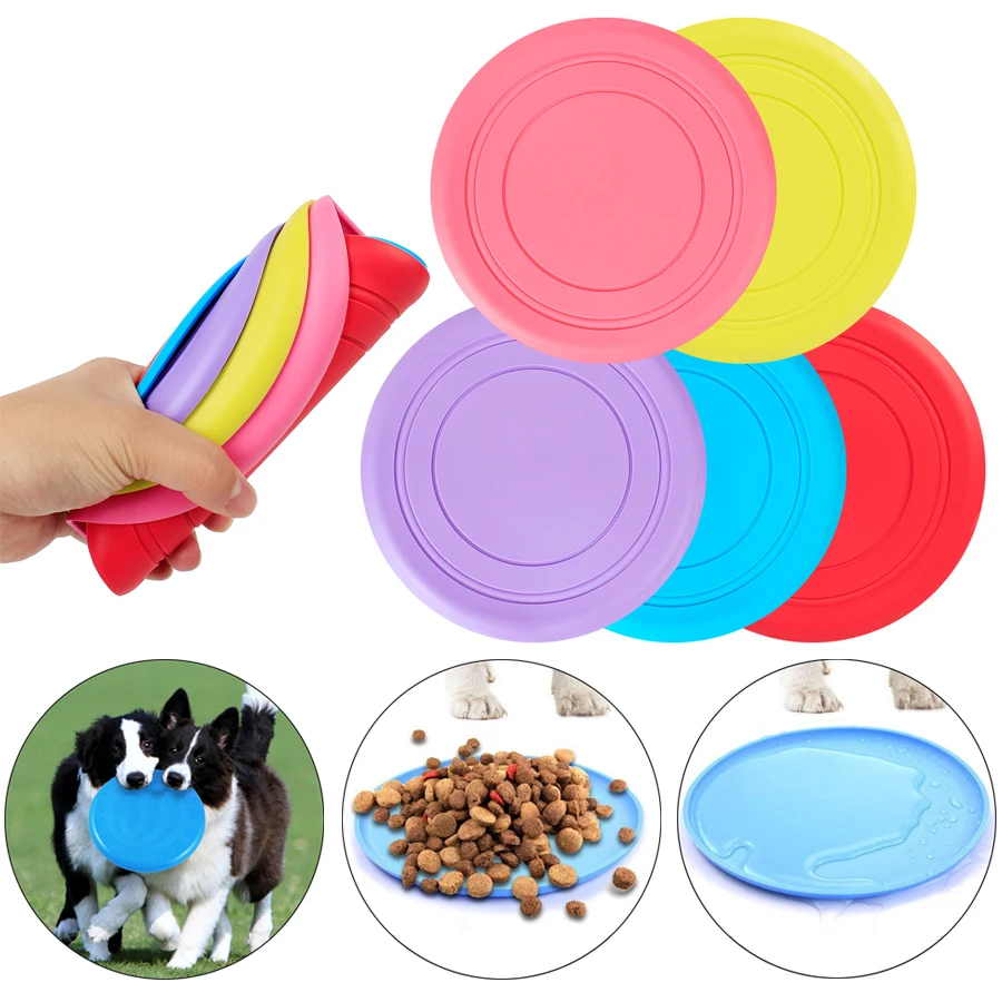 Rubber Random Color Игрушки для собак из мягкой резины принести летающие диски Pet интерактивные обучение кольцо на открытом воздухе для больших собак для средних и мелких собак, щенков, игрушки для домашних животных Прямая поставка от производителя - Цвет: Rubber Random Color
