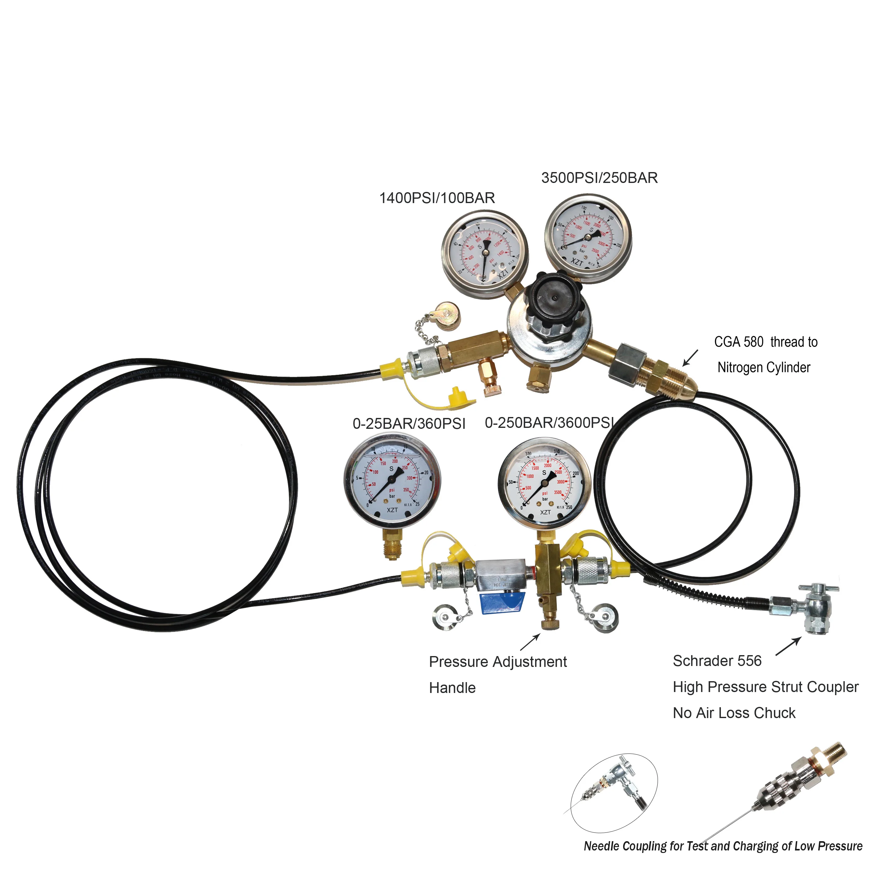 Xzt S4 Nitrogen Regulator Air Chuck Schrader Shock Fill Tool No Air