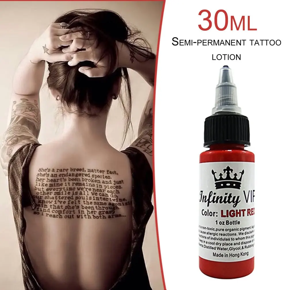 30ML/Bottle Professional Tattoo Pigment Inks Safe Half Permanent Tattoo Paints Supplies For Body Beauty Art Ink