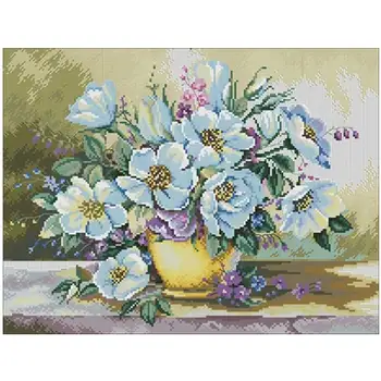 

Gorgeous white flowers patterns Counted Cross Stitch 11CT 14CT 18CT DIY Chinese Cross Stitch Kits Embroidery Needlework Sets