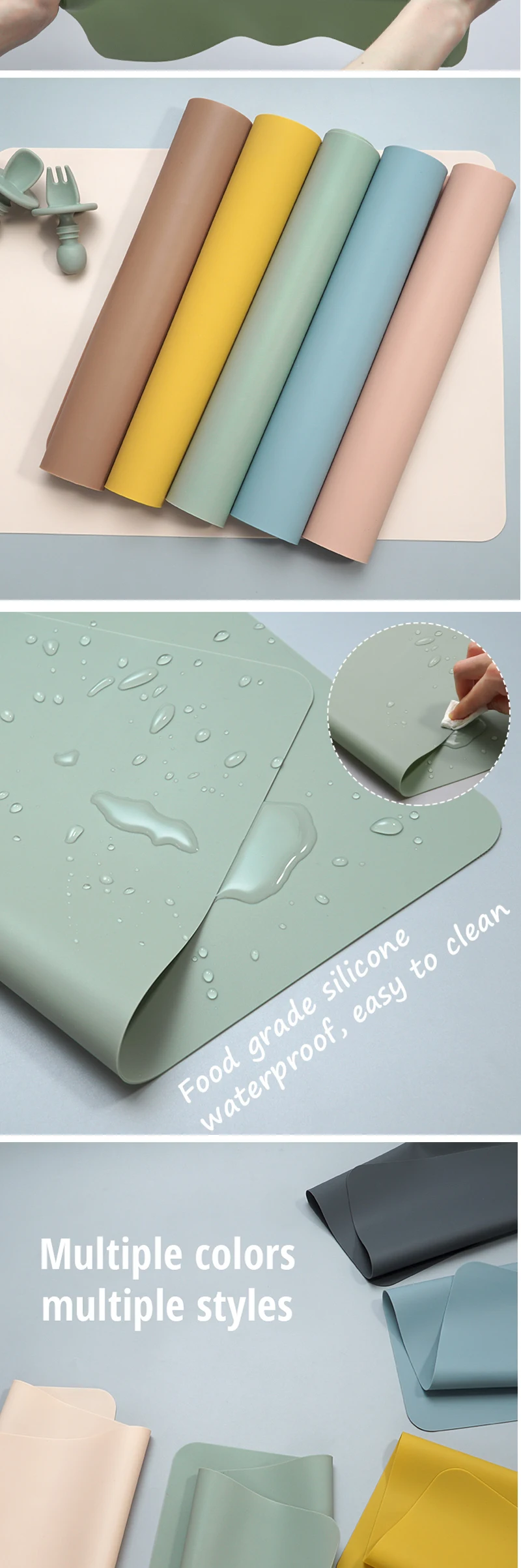 Esteira da Criança Silicone à Prova Mesa de Jantar Bebê Pratos Placa Bandeja Antiderrapante Mini Placemat Dtoddler Água Almofadas 7 High Quality Mamãe e Bebê