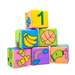 6 шт. цифры подарок погремушка куб ткань детская игрушка колокольчик детские развивающие красочные развития мягкий строительный блок