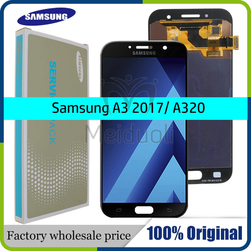 

100% ORIGINAL 4.7'' AMOLED Replacement for SAMSUNG Galaxy A3 2017 A320 A320F Touch Screen Digitizer Assembly with SERVICE PACK