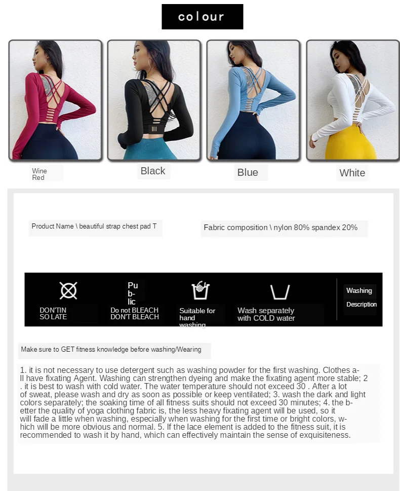 Women Back Straps Gym Yoga Crop shirt Tops Yoga Paded Long Sleeve Training Top Fitness Running Sport T-Shirts