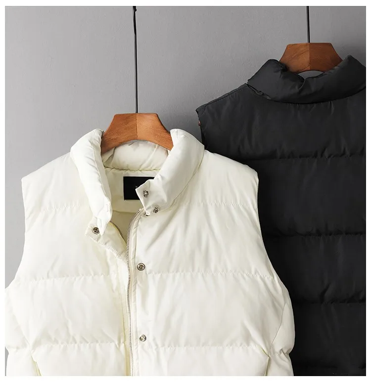 Зима женское пуховое пальто без рукавов меховой жакет с вортником стойкой подкладка куртка верхняя одежда женский пуховик черный белый