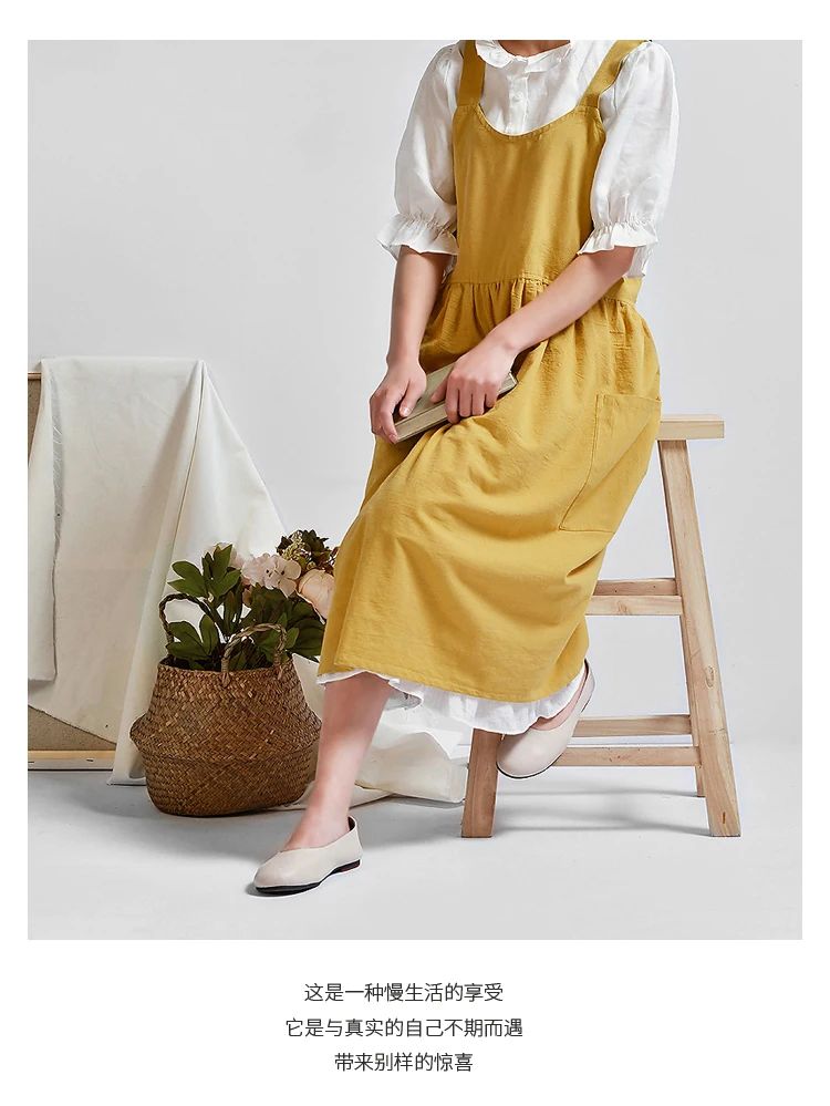 Korean version of the cotton art small fresh housework kitchen apron milk tea coffee shop work waist women