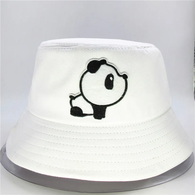 

LDSLYJR Panda Animal embroidery cotton Bucket Hat Fisherman Hat outdoor travel hat Sun Cap Hats for men and Women 154