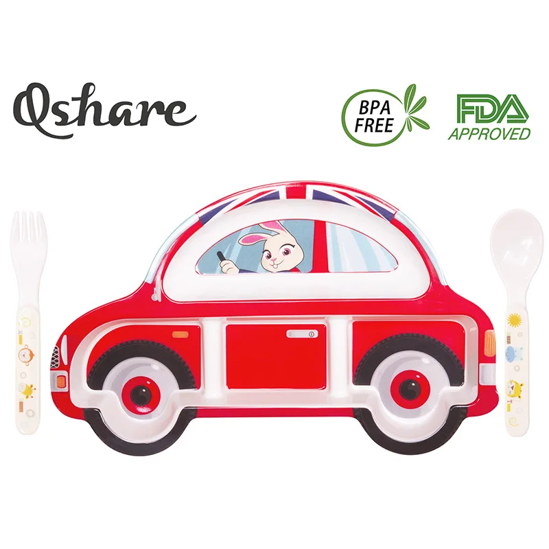 5 Set Baby Meal Dish Plate + Fork Spoon Dinnerware Tray Food Container Feeding | Мать и ребенок