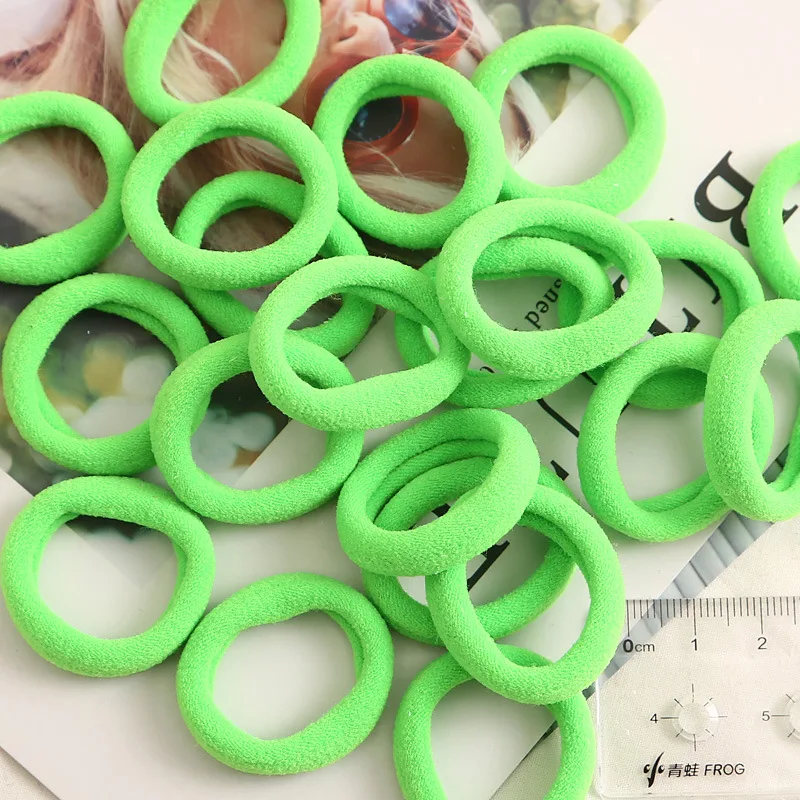 Fluorescent green 50 шт./упак. детская 3 см Цвет кольцо на голову эластичная повязка для головы с нахлестом из нейлона для Девочки Аксессуары для волос резинкой "конский хвост", повязка на голову, детский головной убор с бантом - Цвет: Fluorescent green