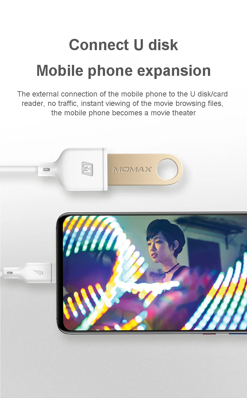 MOMAX DF2 USB C адаптер(usb-c-USB 15 см) 480 Мбит/с высокоскоростное подключение usb соединение ручка планшет с клавиатурой и мышью