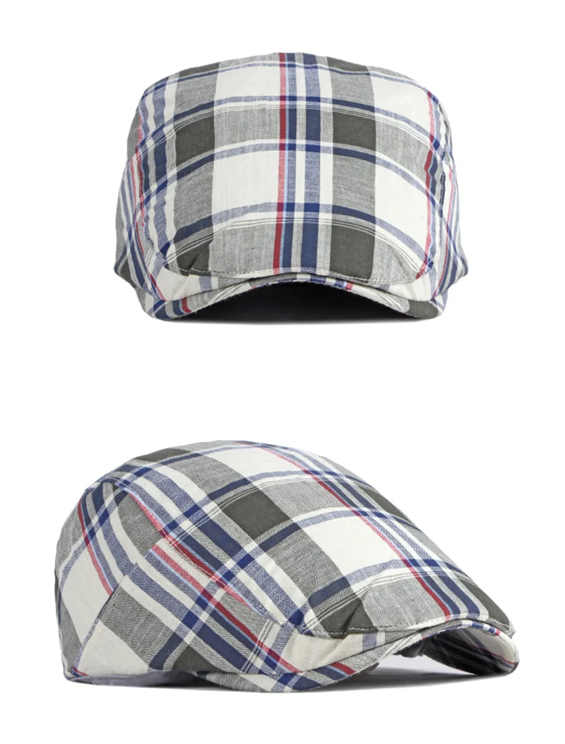 Classic Plaid Berets Hat For Men Women Spring Summer Duckbill Hat Peaked Cap Female Checkered Stylish Newsboy Cap gorras hombre kangol beret mens