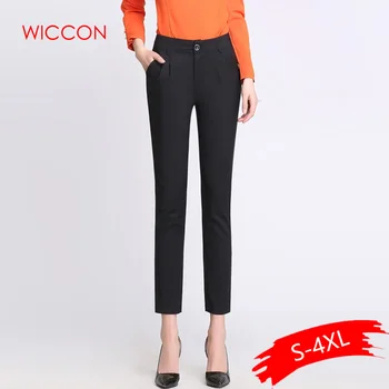 

WICCON NewFashion Women Summer Pencil Pants White Black Blue Solid OL Casual Work Wear Trousers Ankle Length 2020 Pantalon Femme