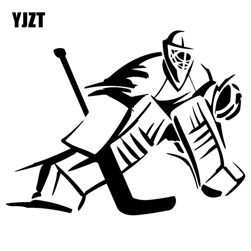 

YJZT 18.9CM*14.6CM Goalkeeper Ice Hockey Player Fashion Car-Styling Stickers Decals Vinyl Black/Silver C31-0323