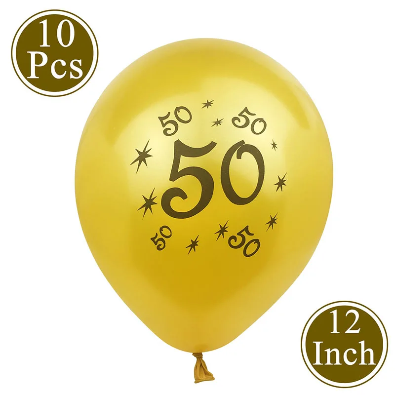 Воздушные шары с золотыми цифрами 50 лет|supply kit|supplies party |