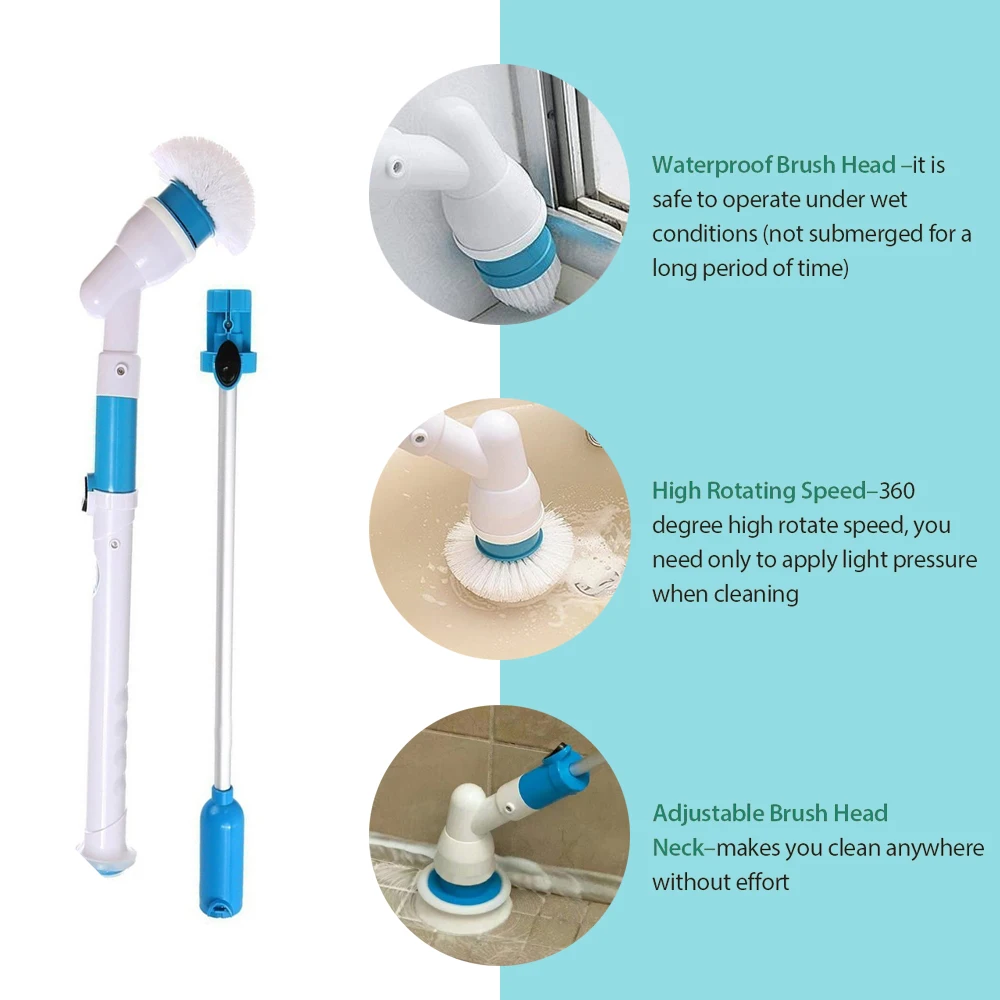 Turbo Scrub Electric Cleaning Brush Adjustable Waterproof Cleaner Wireless Charging Clean Bathroom Kitchen Cleaning Tools Set - Image 2