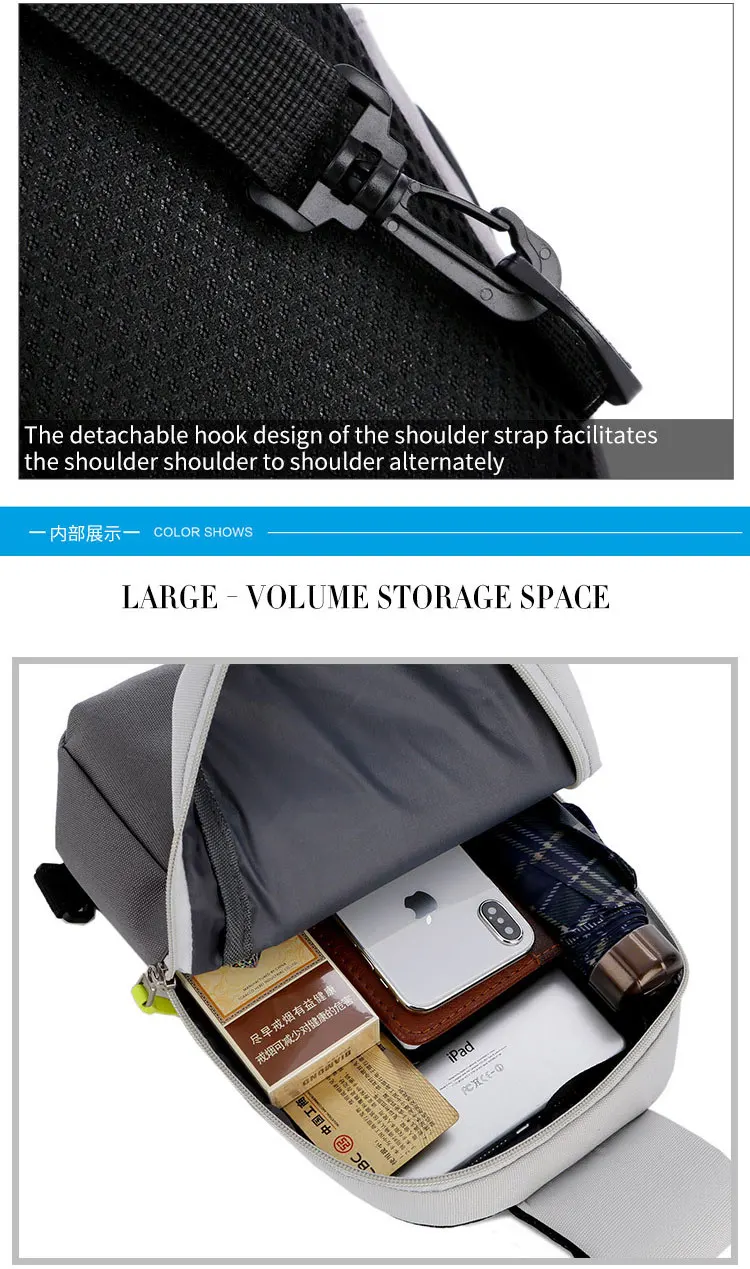 Повседневная мужская нагрудная сумка, легкая дорожная мужская сумка через плечо, 7,9 дюймов, iPad, сумка-мессенджер, Baga m, мужская и женская, черная, серая, синяя, мужская, Baga