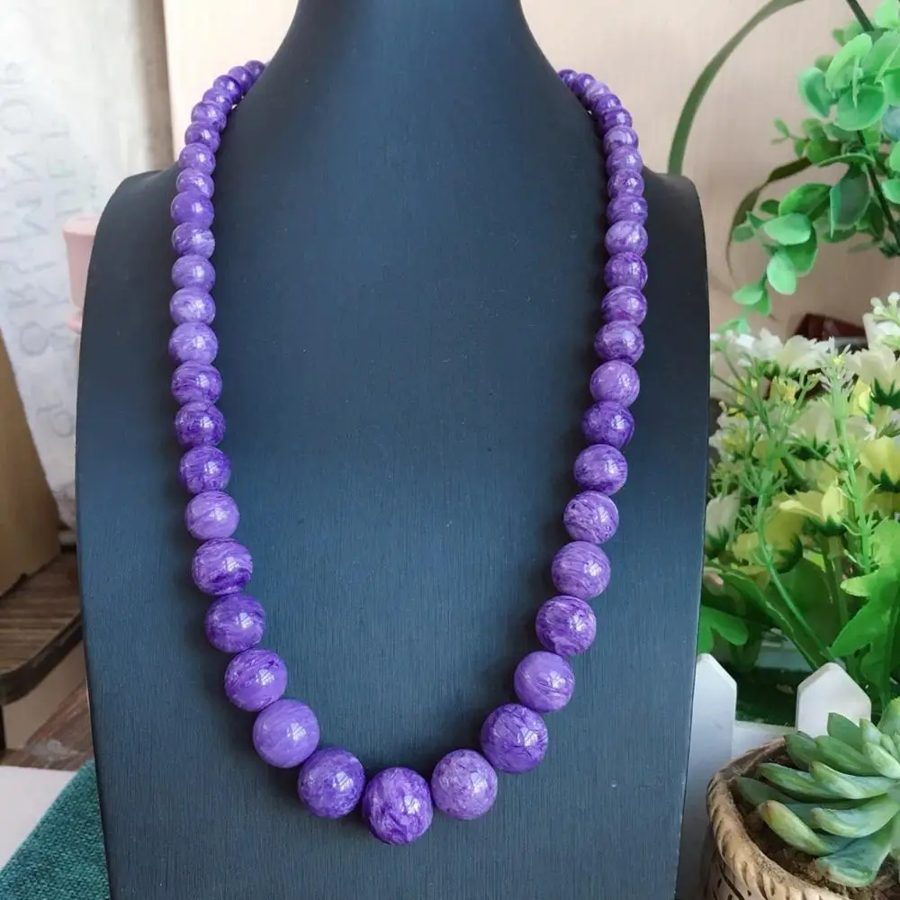

Charoite Necklaces Fine Jewelry 1115 Natural Purple Charoite Gemstone Tower Chain Necklaces 84.2grams Fine Hologram Necklaces