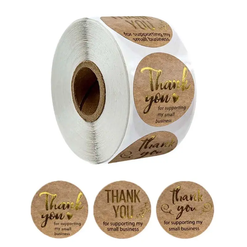 500pcs Thank You Stickers For Your Purchase Business Labels Round Heart 
