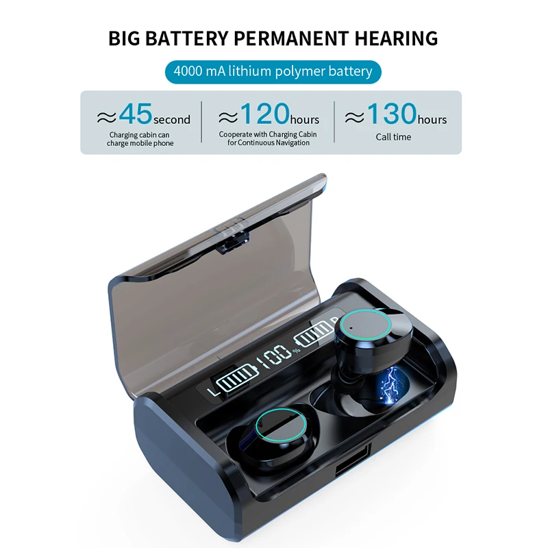 Nasin G08 Bluetooth Earphone TWS Touch Control Business Bluetooth Headset Wireless LED Power Display Earbuds With Mic Handsfree