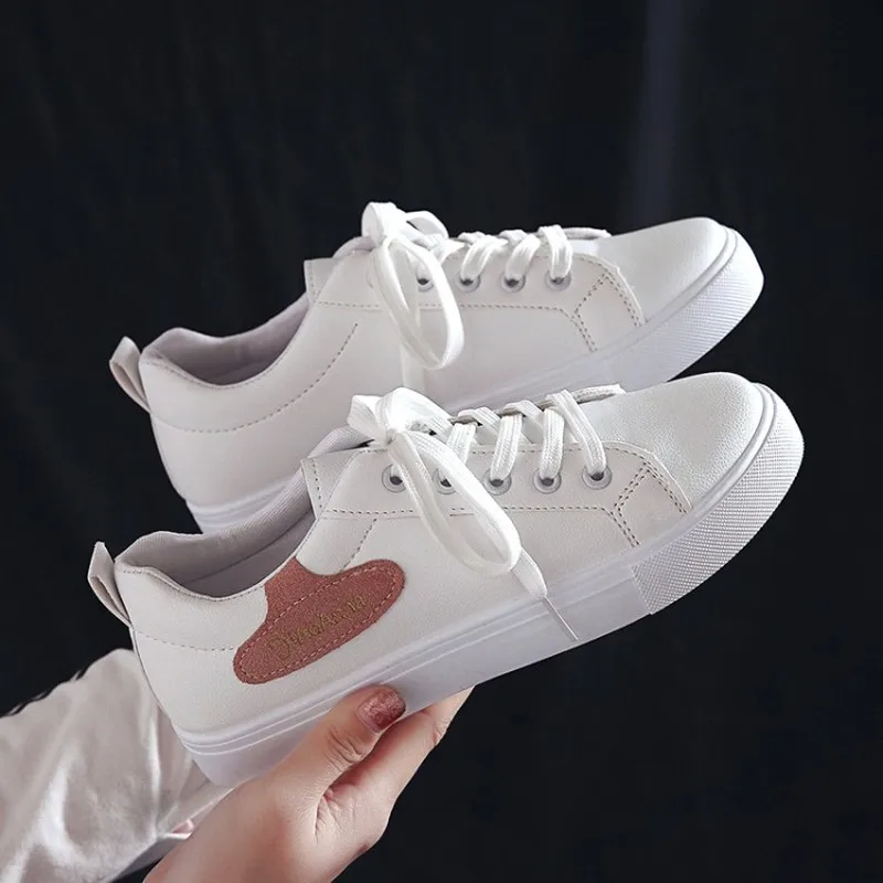 

Classic Casual Shoes Woman Summer Lace-up Trainers Fashion Round Toe Women Vulcanize Shoes White Sneakers Women Shoes K19-44