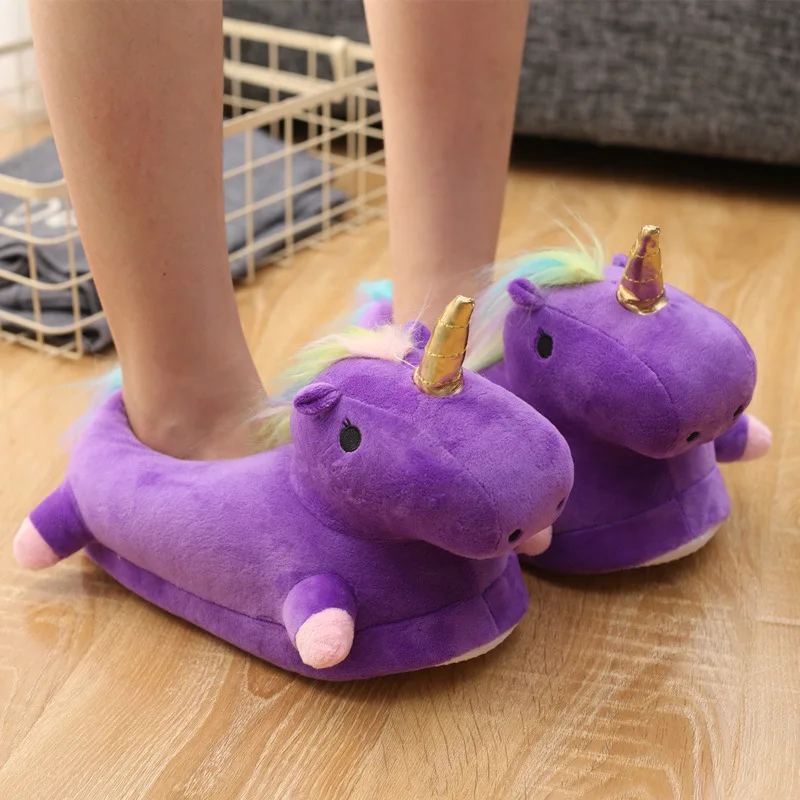 Women Fur Slippers Winter Unicorn Slipper Adult Soft Home Slipper Keep Warm Indoor Slippers Women Cozy Home Shoes for Girls